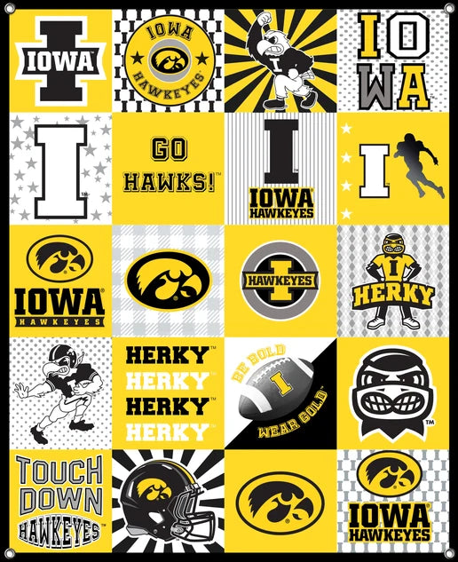 Iowa Hawkeyes NCAA College Shirt Spirit Banner 58x47 inches Sykel Enterprises 4 Grommets Polyester Fabric IA-5003