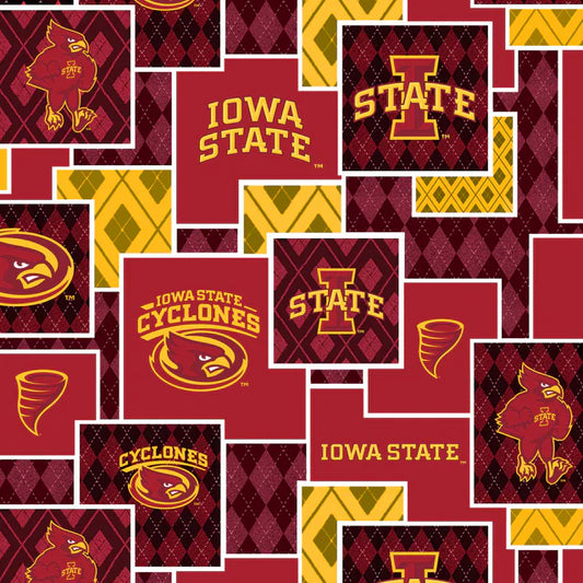 Iowa State Cyclones NCAA College Argyle Boxes Sykel Cotton Fabric SYK-ISU-1371