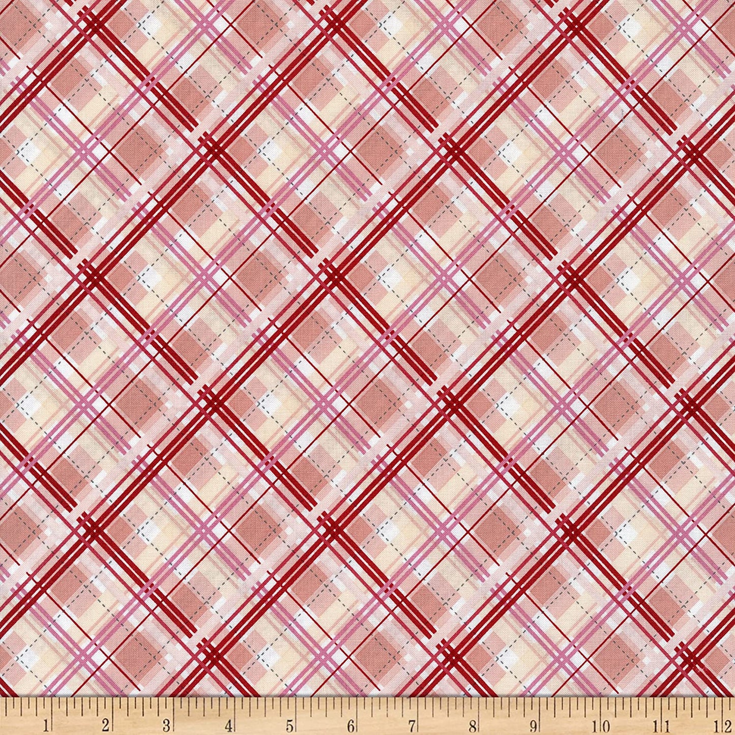 Isabella Rose Pink Bias Plaid Kaisley Rose Poppie Cotton Fabric