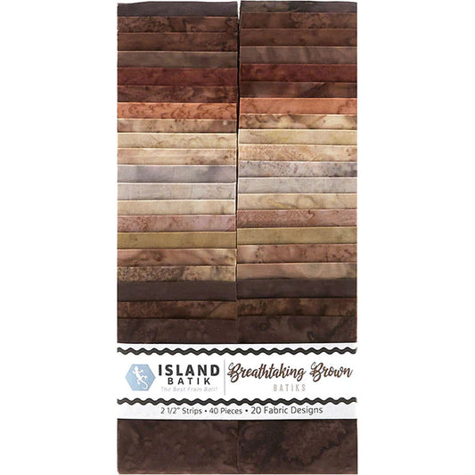 Breathtaking Brown  2.5? Strips Island Batik Fabric