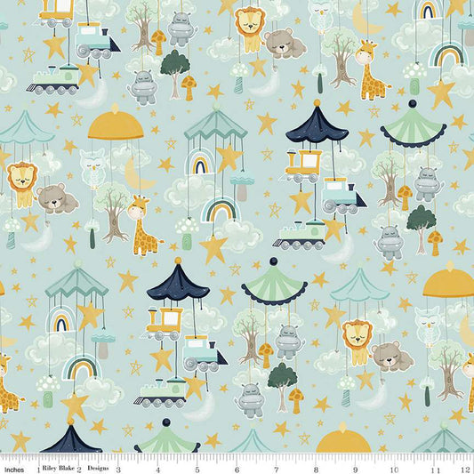 It's a Boy Mobiles Aqua Blue Echo Park Paper Co. Riley Blake Cotton Fabric