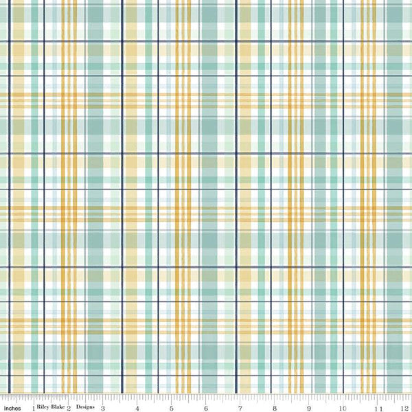 It's a Boy Plaid Multi Blue Echo Park Paper Co. Riley Blake Cotton Fabric