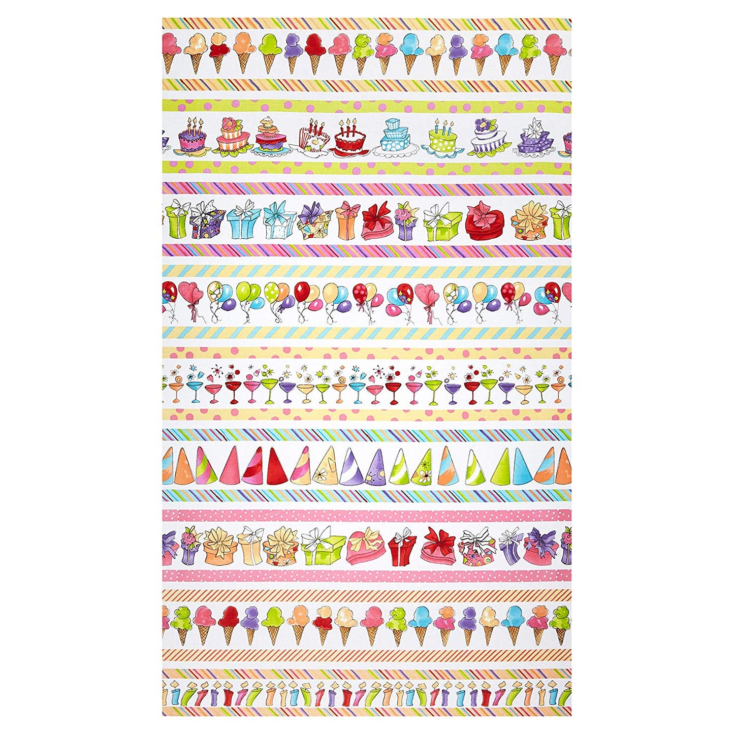 It's a Party! Border Stripe White Loralie Designs Cotton Fabric