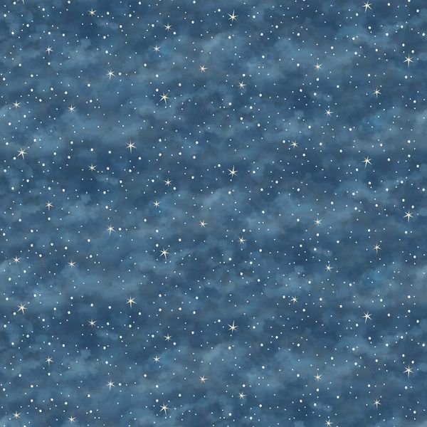 It's the Holidays Starry Night Denim Goldi L. Studio Henry Glass Cotton Fabric HG-2033-75