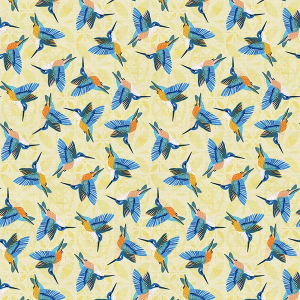 Italian Citrus Hummingbird Toss Yellow Paintbrush Studios Cotton Fabric PBS-120-26419