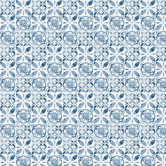Italian Citrus Tiles Blue Paintbrush Studios Cotton Fabric PBS-120-26433