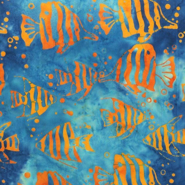 Land and Sea Fish Swimming Seas BATIK Anthology Cotton Fabric