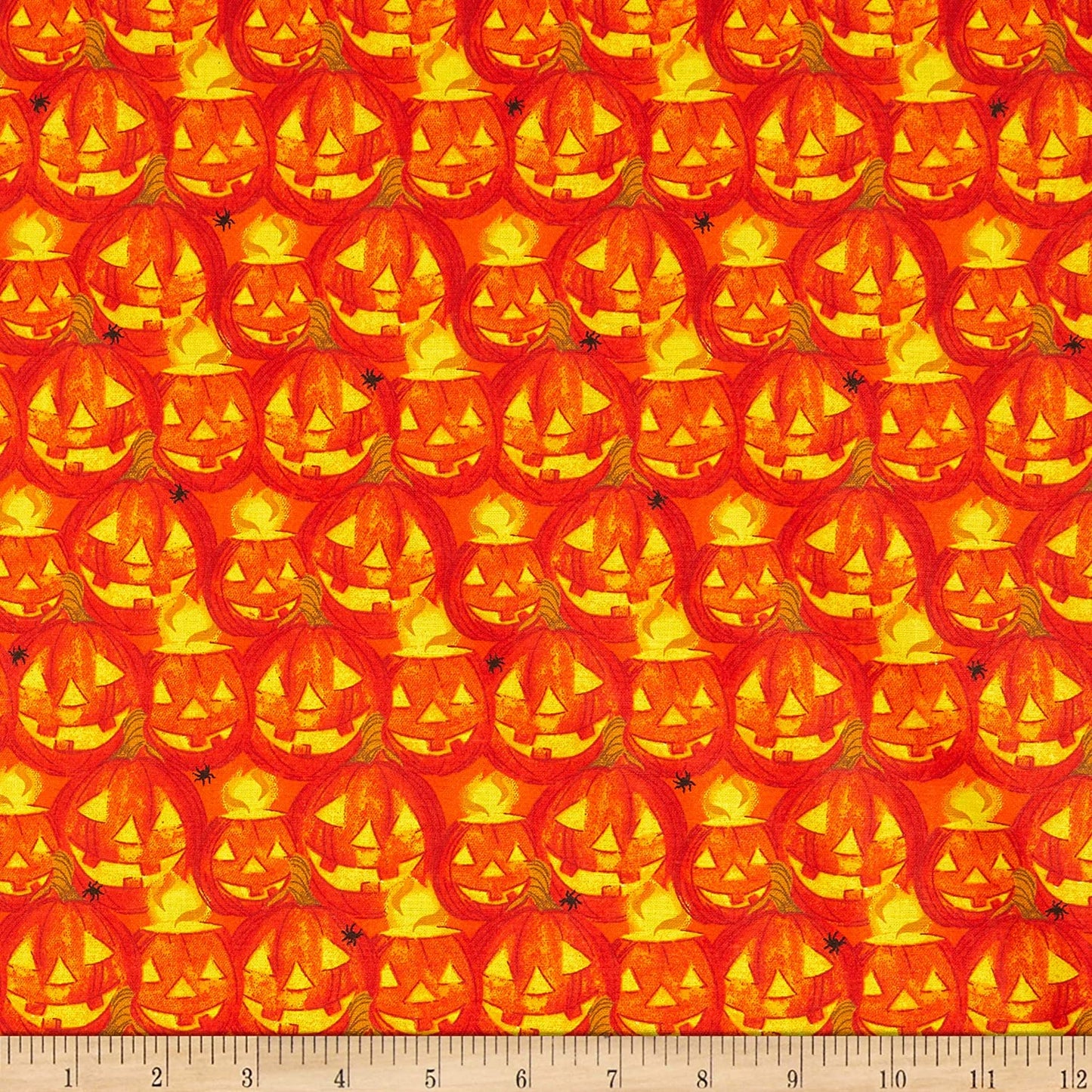 Ghost Party Collection Jack O'Lanterns Allover Orange 3 Wishes Quilting Cotton Fabric