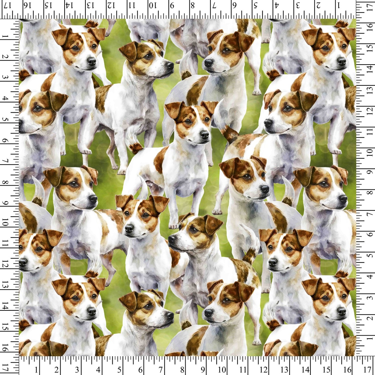 Jack Russell Packed Allover Green David Textiles Cotton Fabric DT-DX-4231-3C-1 | US Fabric Shop