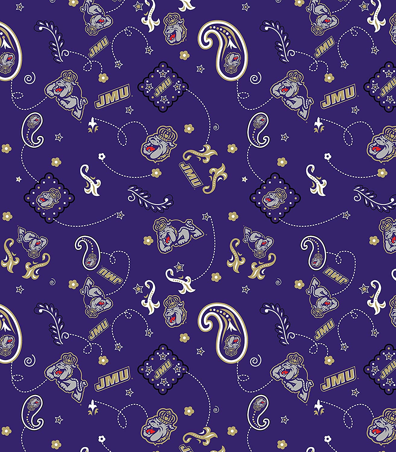 James Madison University Dukes NCAA College JMU Bandana Sykel Cotton Fabric