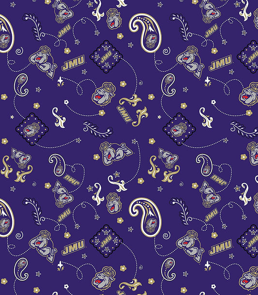 James Madison University Dukes NCAA College JMU Bandana Sykel Cotton Fabric