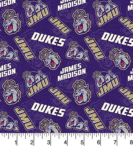 James Madison University Dukes NCAA College JMU Tone on Tone Sykel Cotton Fabric