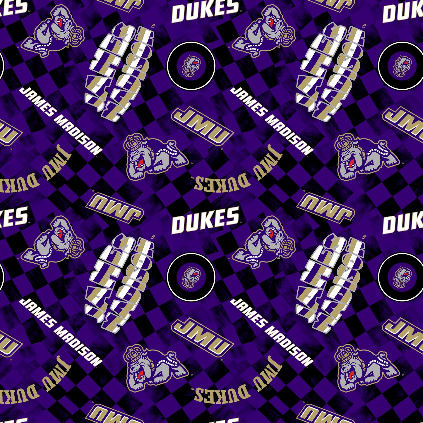 James Madison Dukes NCAA College Checks Purple Sykel Enterprises Canvas Duck Cloth Cotton Fabric JMU-1380-PURPLE