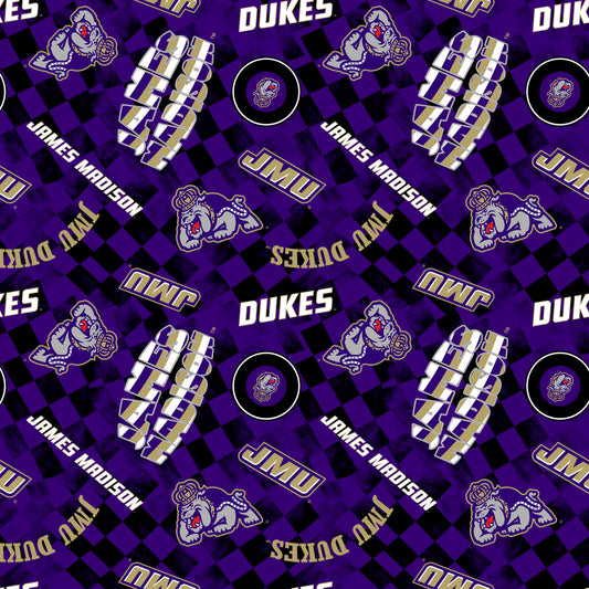 James Madison Dukes NCAA College Checks Purple Sykel Enterprises Canvas Duck Cloth Cotton Fabric JMU-1380-PURPLE