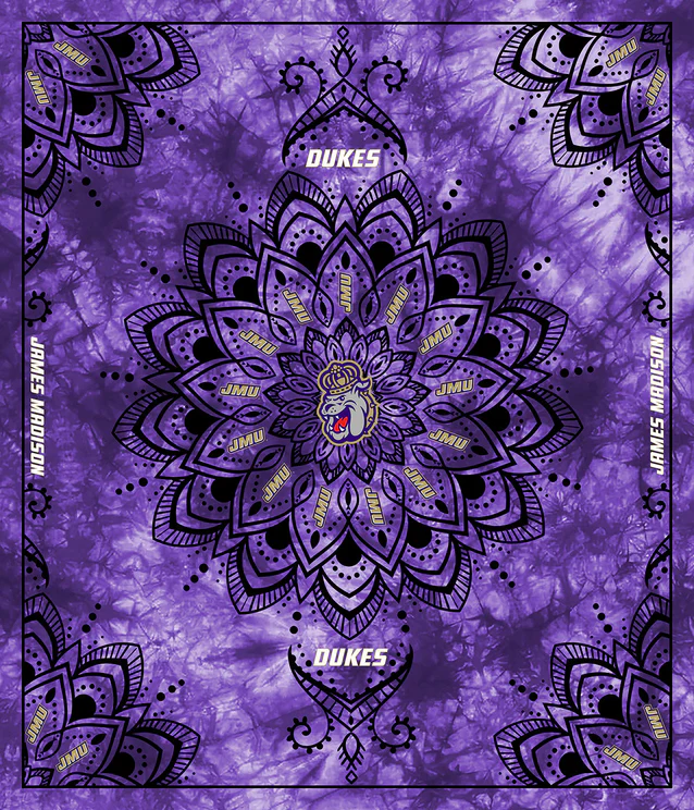 James Madison Dukes NCAA Collegiate Tapestry Panel 48"x56" Sykel Enterprises Polyester MINKY Fabric JMU-1360