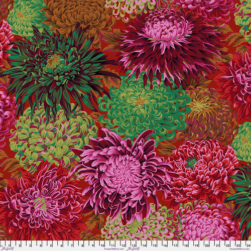 Japanese Chrysanthemum Scarlett Philip Jacobs Classics Kaffe Fassett Collective Free Spirit Cotton Fabric FS-PWPJ041.SCARL