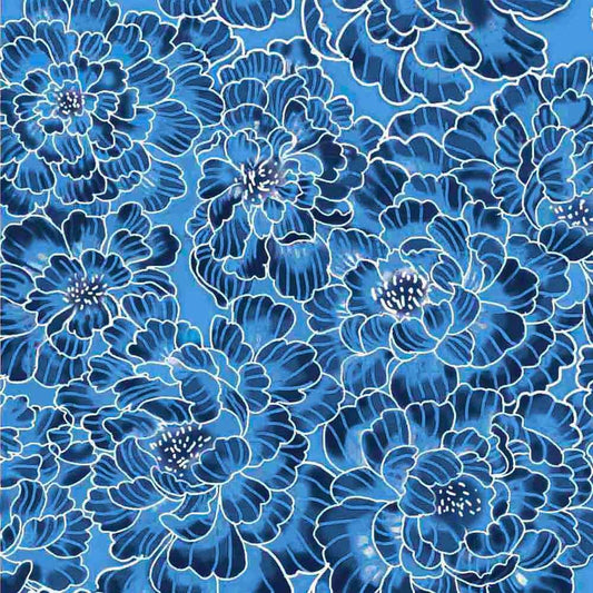 Japanese Small Floral Blue Japanese Elegance Sykel Cotton Fabric