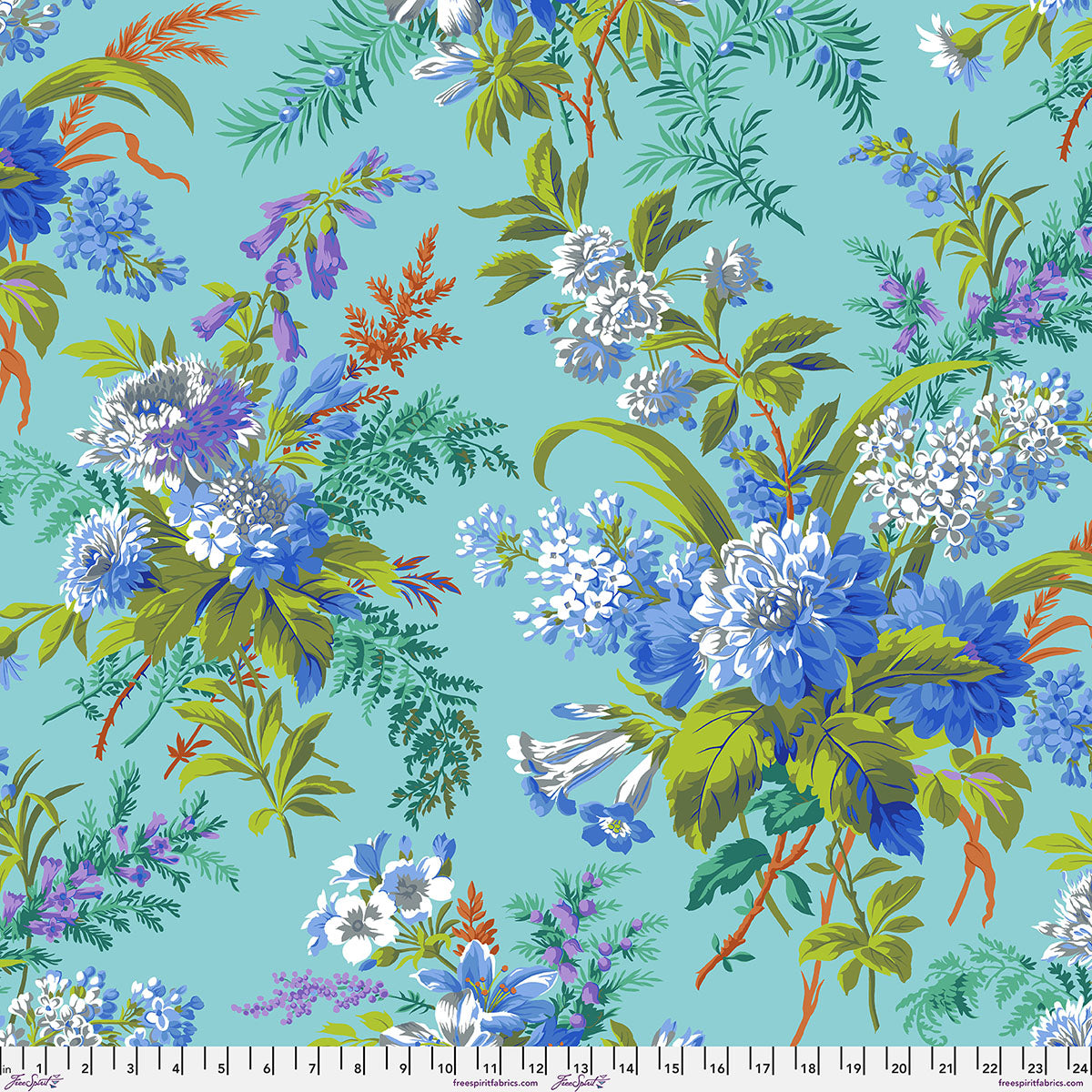 Jardin Blue August 2026 Kaffe Fassett Collective Free Spirit Cotton Fabric FS-PWPJ141.BLUE