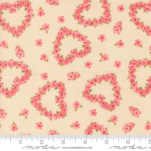 Je Taime Flower Heart Florals Hearts Lace Ivory Stacy Iest Hsu Moda Cotton Fabric MD-20994-11