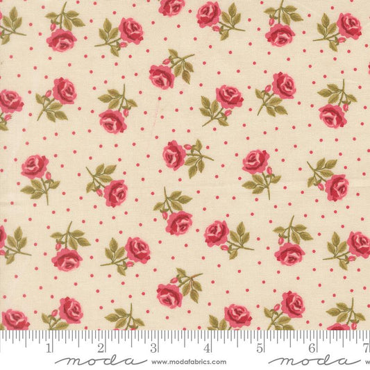 Je Taime Roses Are Red Florals Lace Ivory Stacy Iest Hsu Moda Cotton Fabric MD-20995-11