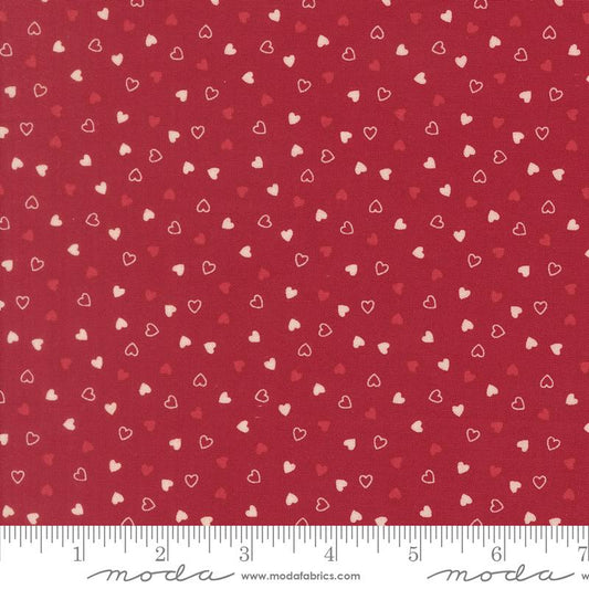 Je Taime Sweetness Valentines Hearts Scarlet Red Stacy Iest Hsu Moda Cotton Fabric MD-20997-18