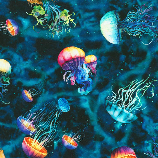 Jellyfish Dreams Ocean Jellyfish Marine Robert Kaufman Cotton Fabric RK-SRKD-23968-248