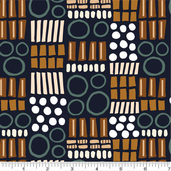 Jewelry Box Bonny Gems Navy Blue Isoletto Design Phoebe Cotton Fabric