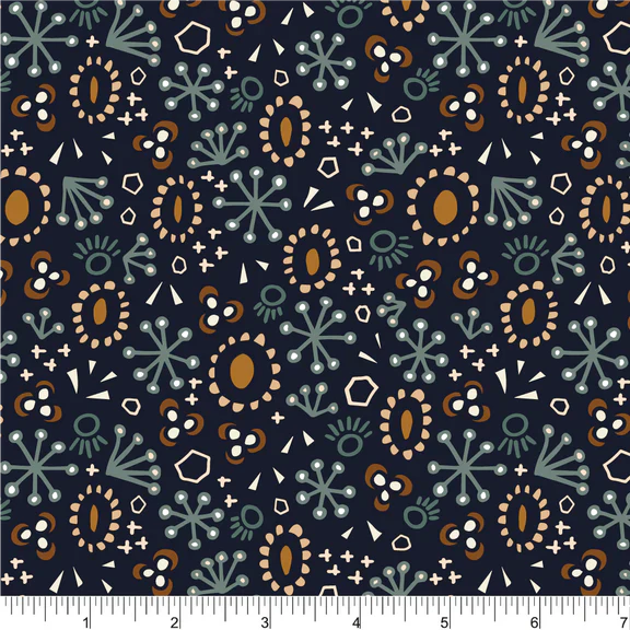 Jewelry Box Glittering Hide Navy Blue Isoletto Design Phoebe Cotton Fabric