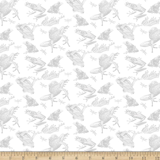 Jewels of the Jungle Tonal Frog White Studio E Cotton Fabric