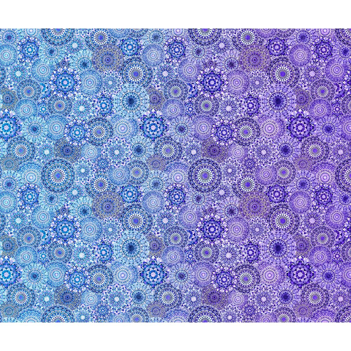 Jewelscape Kaleidoscope Medallion Ombre Blue Dan Morris Quilting Treasures Cotton Fabric