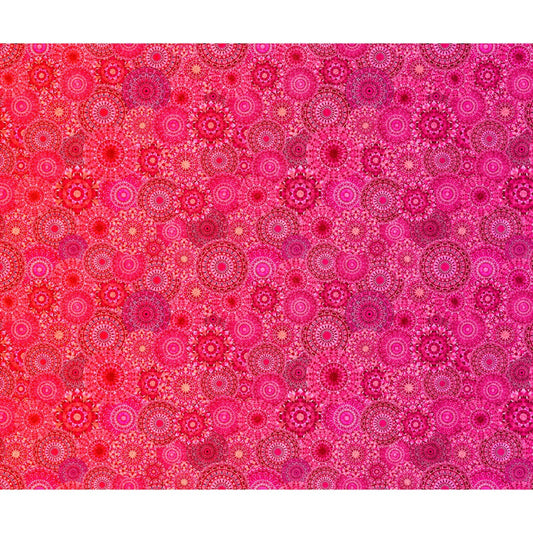 Jewelscape Kaleidoscope Medallion Ombre Pink Dan Morris Quilting Treasures Cotton Fabric