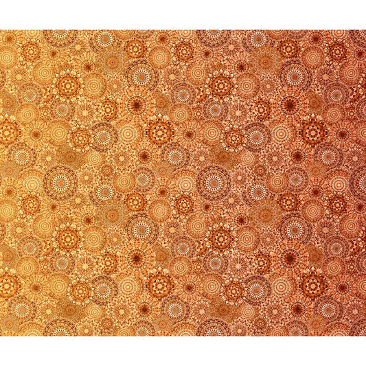 Jewelscape Kaleidoscope Medallion Ombre Rust Copper Dan Morris Quilting Treasures Cotton Fabric