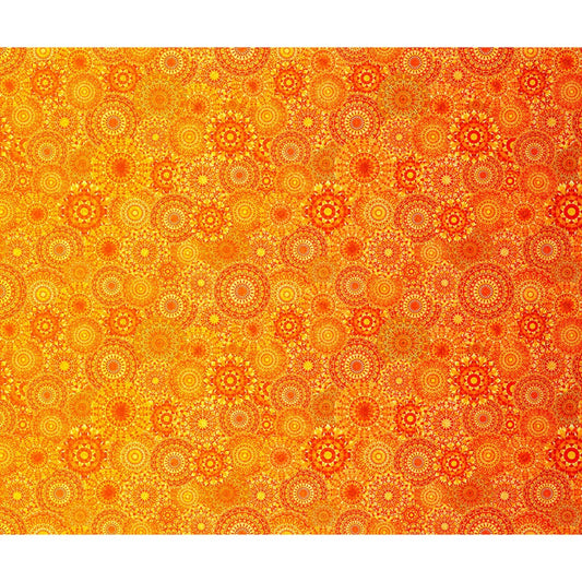 Jewelscape Kaleidoscope Medallion Ombre Sun Yellow Orange Dan Morris Quilting Treasures Cotton Fabric