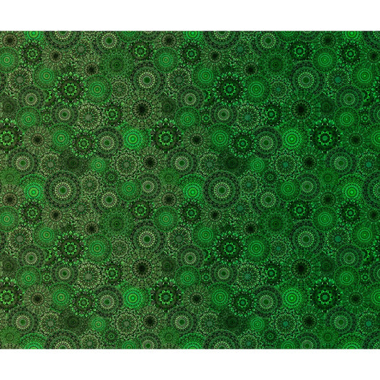 Jewelscape Kaleidoscope Medallion Ombre Forest Green Dan Morris Quilting Treasures Cotton Fabric
