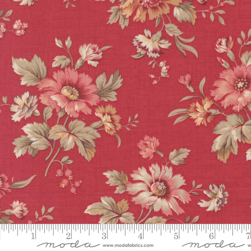 Joie De Vivre Cosmos Florals Rouge French General Moda Cotton Fabric MD-13981-13
