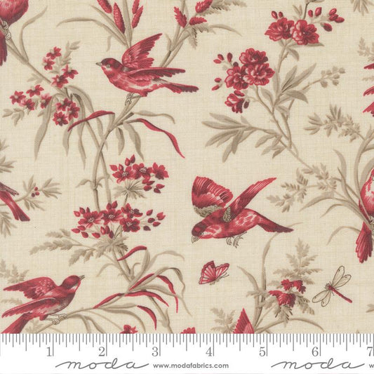 Joie De Vivre Moineau Florals Bird Pearl French General Moda Cotton Fabric MD-13983-11