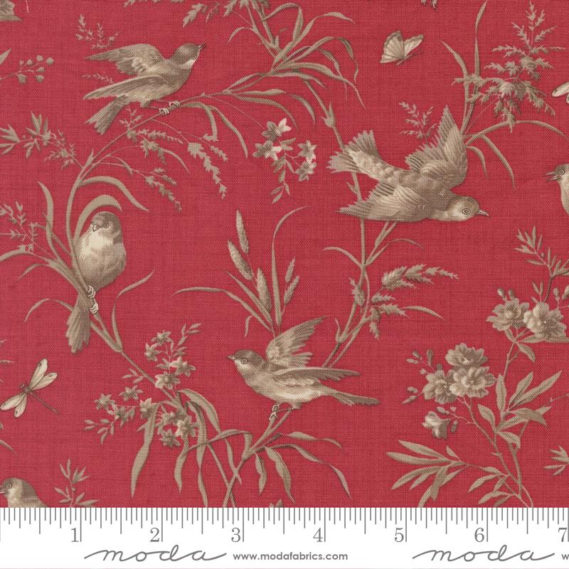 Joie De Vivre Moineau Florals Bird Rouge French General Moda Cotton Fabric MD-13983-14