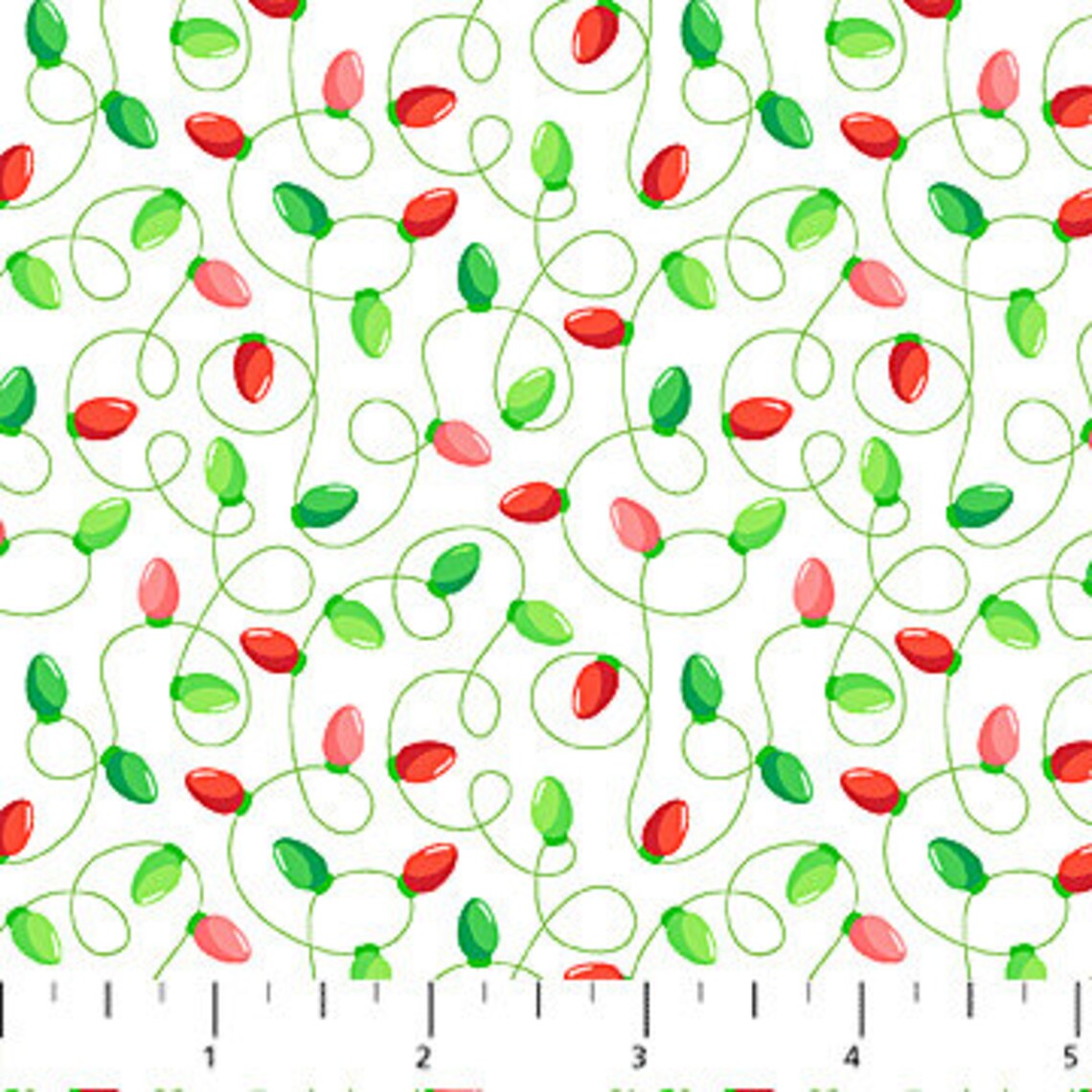 Jolly Holiday Lit Christmas Lights Swirl White Patrick Lose Northcott Cotton Fabric