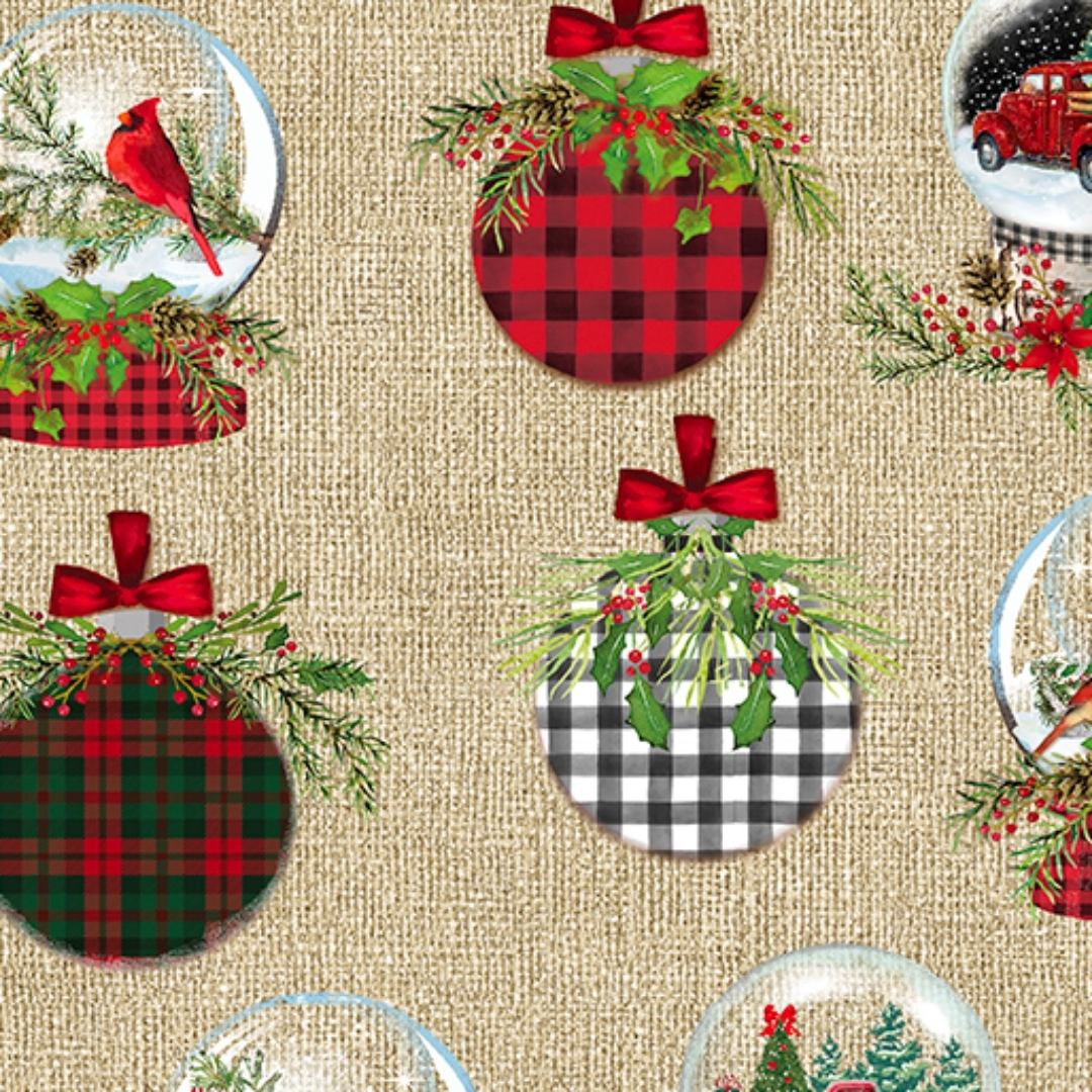 Joy of the Season Ornaments Natural Molly B Benartex Cotton Fabric