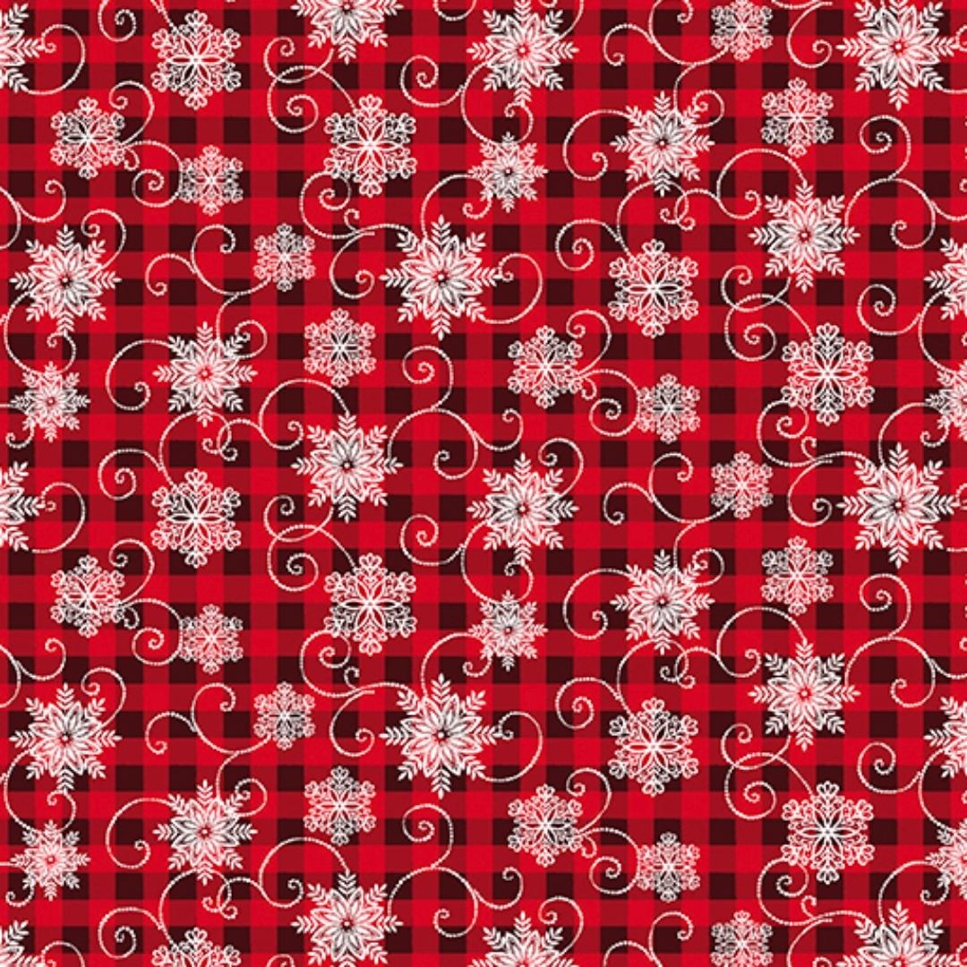 Joy of the Season Plaid Snowflakes Red Molly B Benartex Cotton Fabric