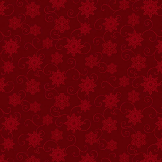 Joy of the Season Seasonal Snowflakes Dark Red Molly B Benartex Cotton Fabric