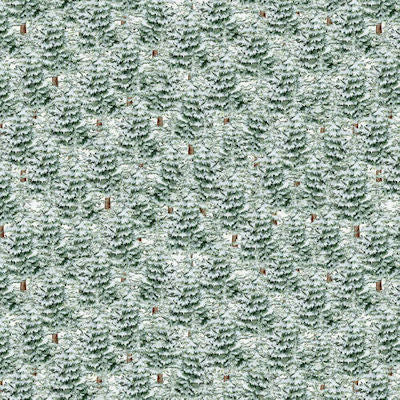 Joyful Tidings Snowy Pine Trees Green Emma Leach Blank Quilting Cotton Fabric