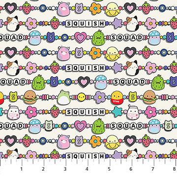 Original Squishmallows Joyful Bracelets White Northcott Fabrics Cotton Fabric NC-SQ1027-70