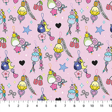 Original Squishmallows Joyful Charms Pink Northcott Fabrics Cotton Fabric NC-SQ1026-20