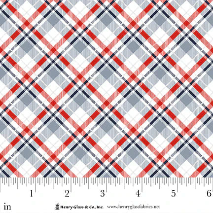 Joyful Snowmen Bias Plaid Multi Barb Tourtillotte Henry Glass Cotton Fabric HG-2092-87