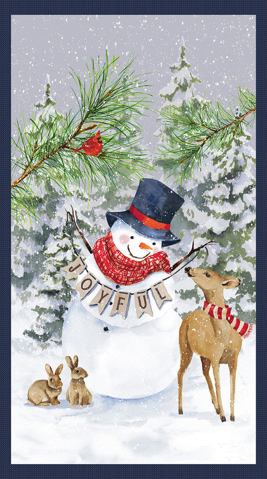 Joyful Snowmen Panel 24" Multi Barb Tourtillotte Henry Glass Cotton Fabric HG-2093P-77