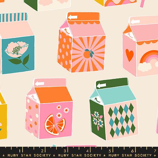 Juicy Fruit Juice Box Vintage Shell Beige Melody Miller Ruby Star Society Moda Cotton Fabric | US Fabric Shop