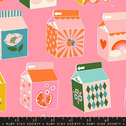 Juicy Fruit Juice Box Vintage Sorbet Pink Melody Miller Ruby Star Society Moda Cotton Fabric