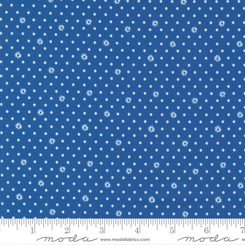 Julia Dots Flower Delft Dark Blue Crystal Manning Moda Cotton Fabric