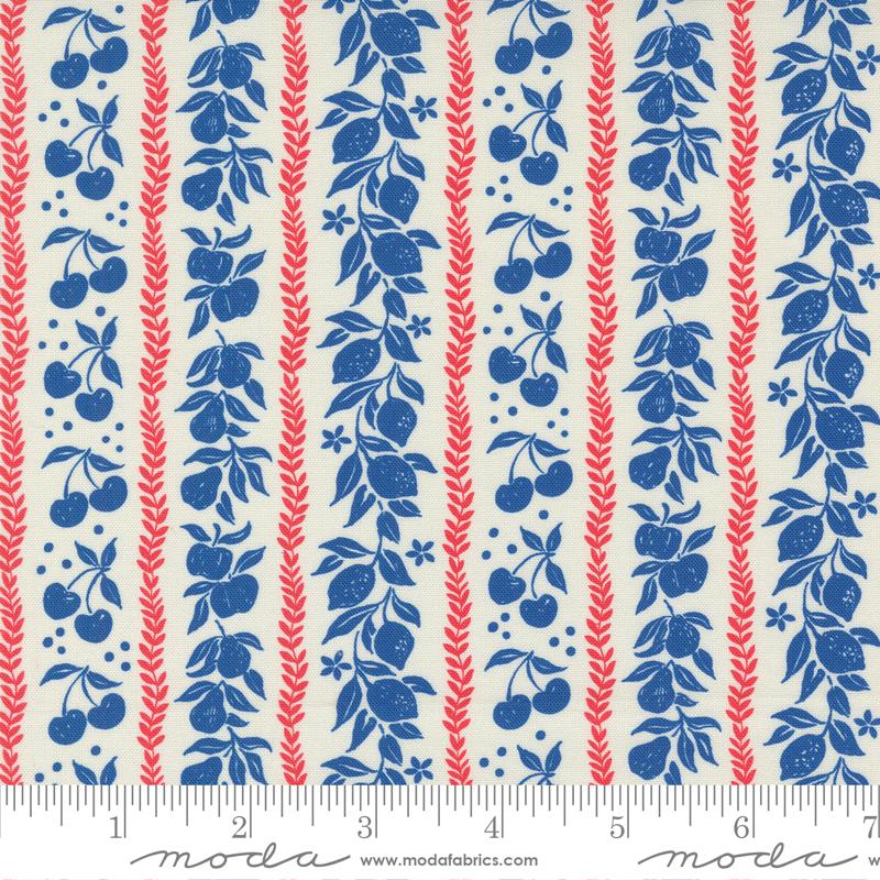 Julia Mixed fruit Tart Stripes Porcela Delft Multi Crystal Manning Moda Cotton Fabric